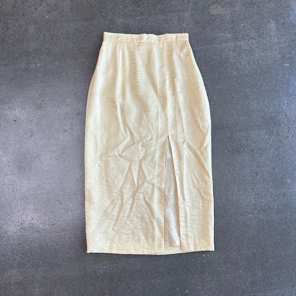 Vintage 90s Solini Yellow Slit Skirt Women's Size XS Zip Back